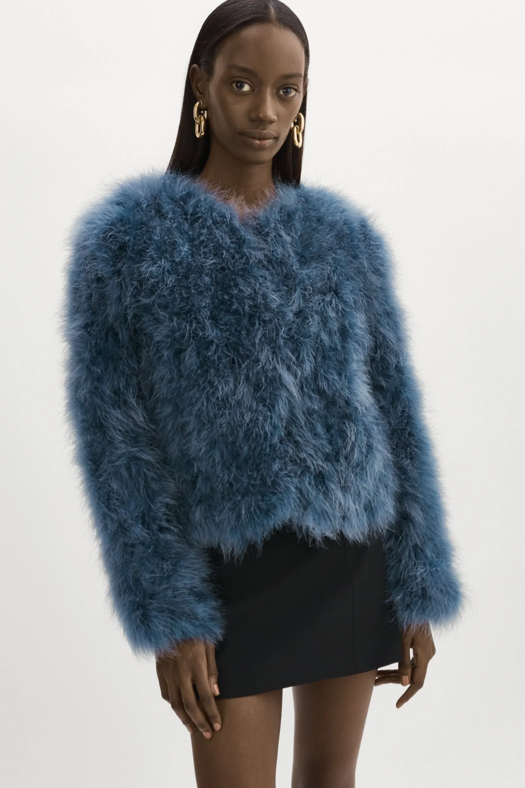 Shop LAMARQUE DEORA | Feather Jacket Smoked Blue