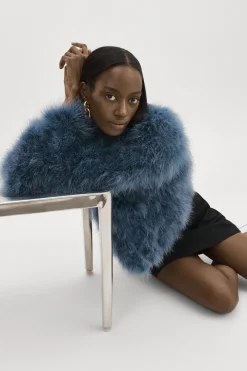 Shop LAMARQUE DEORA | Feather Jacket Smoked Blue