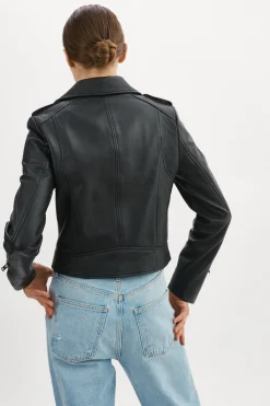Shop LAMARQUE DONNA | Iconic Leather Biker Jacket Black Black