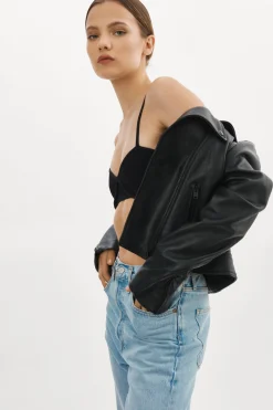 Shop LAMARQUE DONNA | Iconic Leather Biker Jacket Black Black