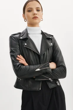 New LAMARQUE DONNA | Iconic Leather Biker Jacket Black