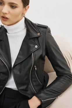 New LAMARQUE DONNA | Iconic Leather Biker Jacket Black