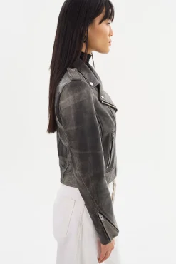 Discount LAMARQUE DONNA | Iconic Leather Biker Jacket Fossil Grey
