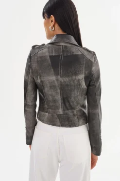Discount LAMARQUE DONNA | Iconic Leather Biker Jacket Fossil Grey