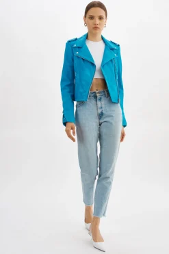 Discount LAMARQUE DONNA | Iconic Leather Biker Jacket Faded Jean
