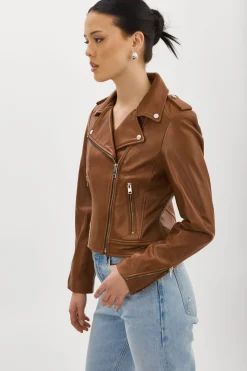Store LAMARQUE DONNA | Iconic Leather Biker Jacket Luggage