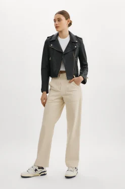 Cheap LAMARQUE DONNA GOLD | Iconic Leather Biker Jacket Black