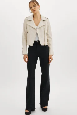 New LAMARQUE DONNA GOLD | Iconic Leather Biker Jacket Bone