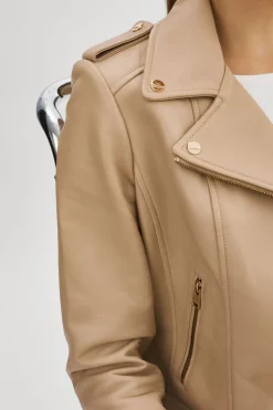 New LAMARQUE DONNA GOLD | Iconic Leather Biker Jacket Wheat