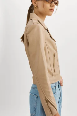 New LAMARQUE DONNA GOLD | Iconic Leather Biker Jacket Wheat