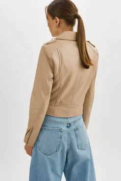 New LAMARQUE DONNA GOLD | Iconic Leather Biker Jacket Wheat