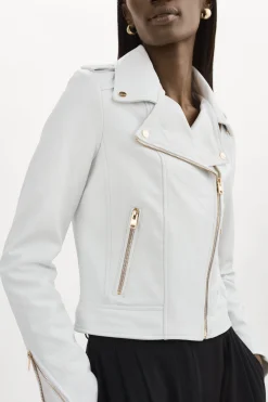 Clearance LAMARQUE DONNA GOLD | Iconic Leather Biker Jacket White
