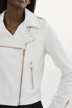 Clearance LAMARQUE DONNA GOLD | Iconic Leather Biker Jacket White