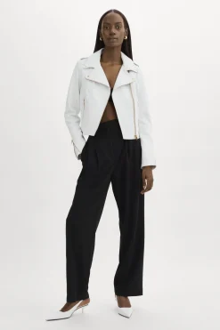 Clearance LAMARQUE DONNA GOLD | Iconic Leather Biker Jacket White