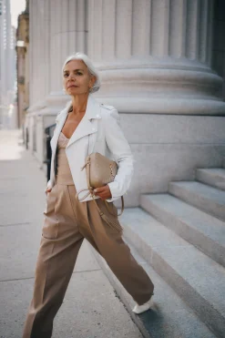 Clearance LAMARQUE DONNA GOLD | Iconic Leather Biker Jacket White
