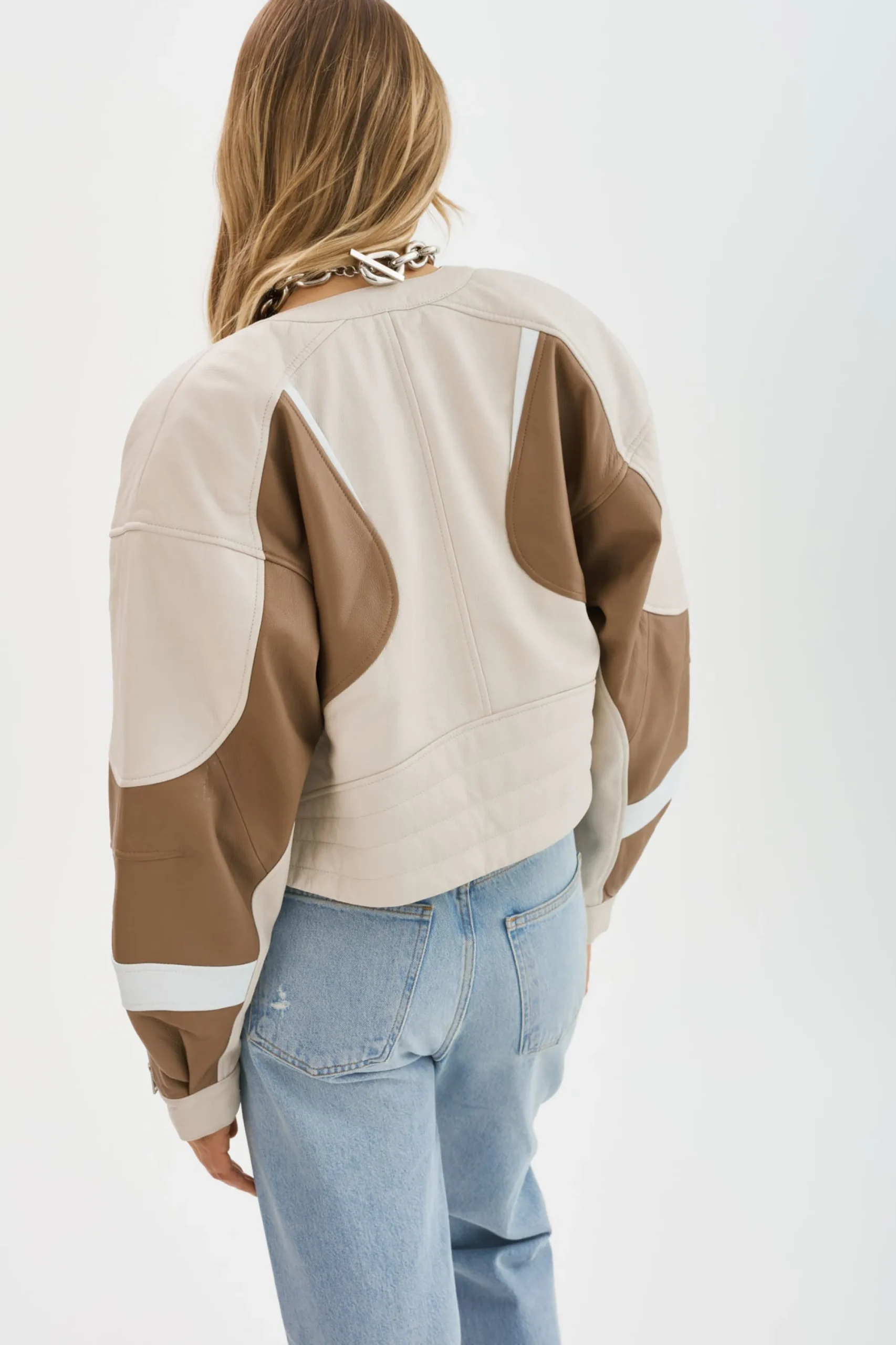 Cheap LAMARQUE DUSTIN | Leather Racer Jacket Bone/Winter White/Mocha