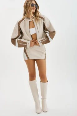 Cheap LAMARQUE DUSTIN | Leather Racer Jacket Bone/Winter White/Mocha