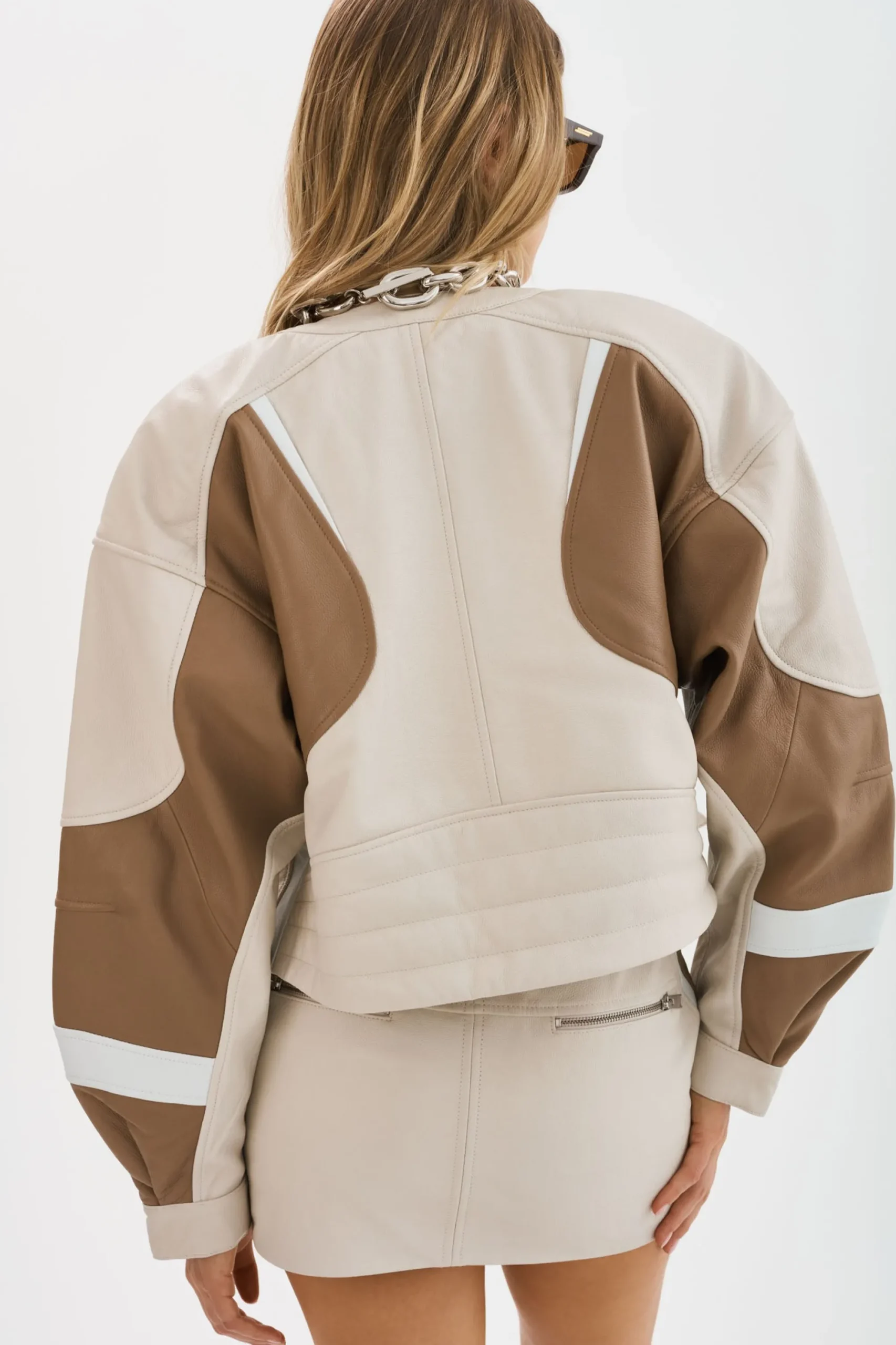 Cheap LAMARQUE DUSTIN | Leather Racer Jacket Bone/Winter White/Mocha