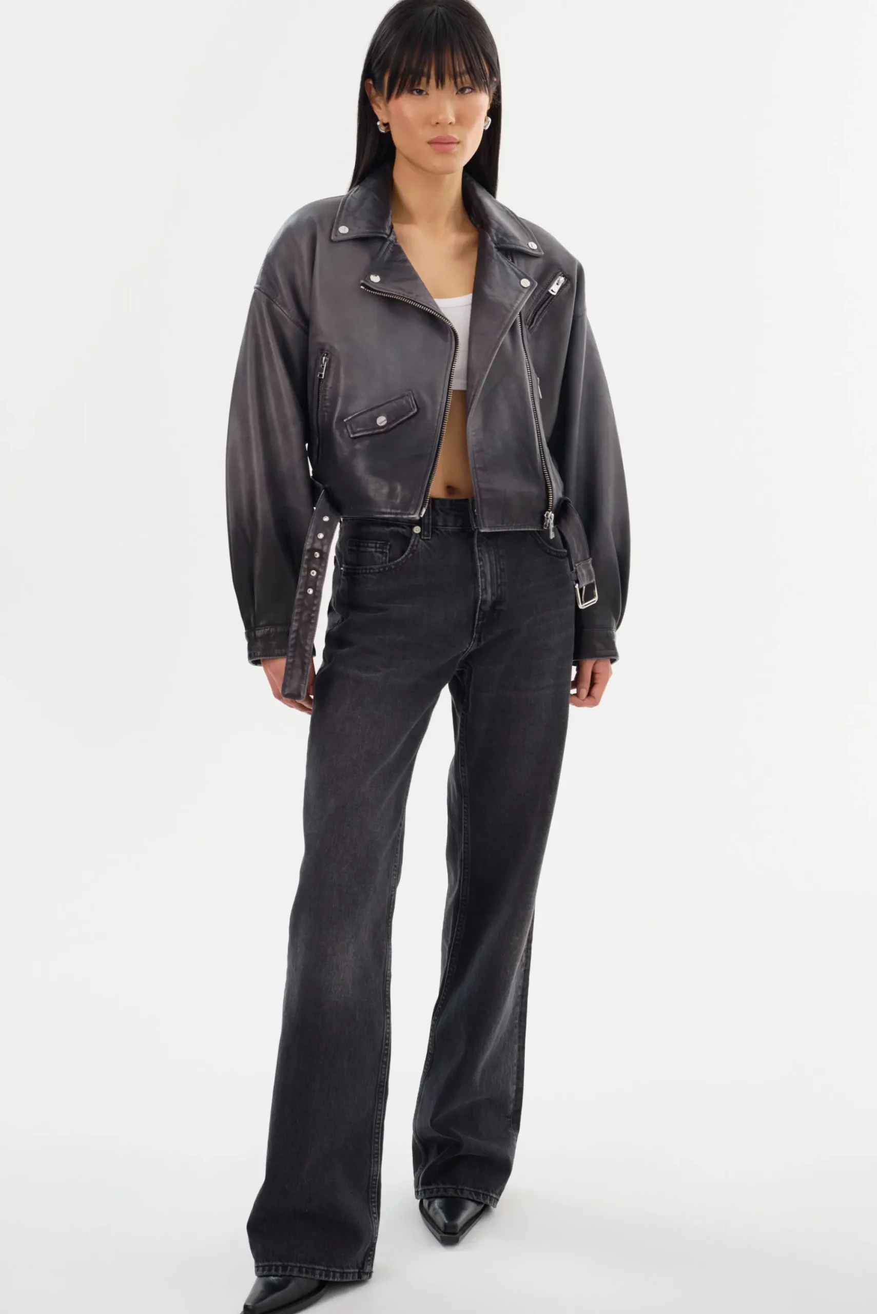 Discount LAMARQUE DYLAN | 80's Leather Biker Jacket Black Shadow