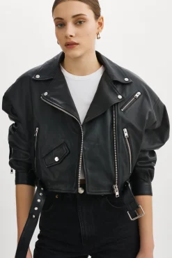 Shop LAMARQUE DYLAN | 80's Leather Biker Jacket Black