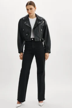 Shop LAMARQUE DYLAN | 80's Leather Biker Jacket Black