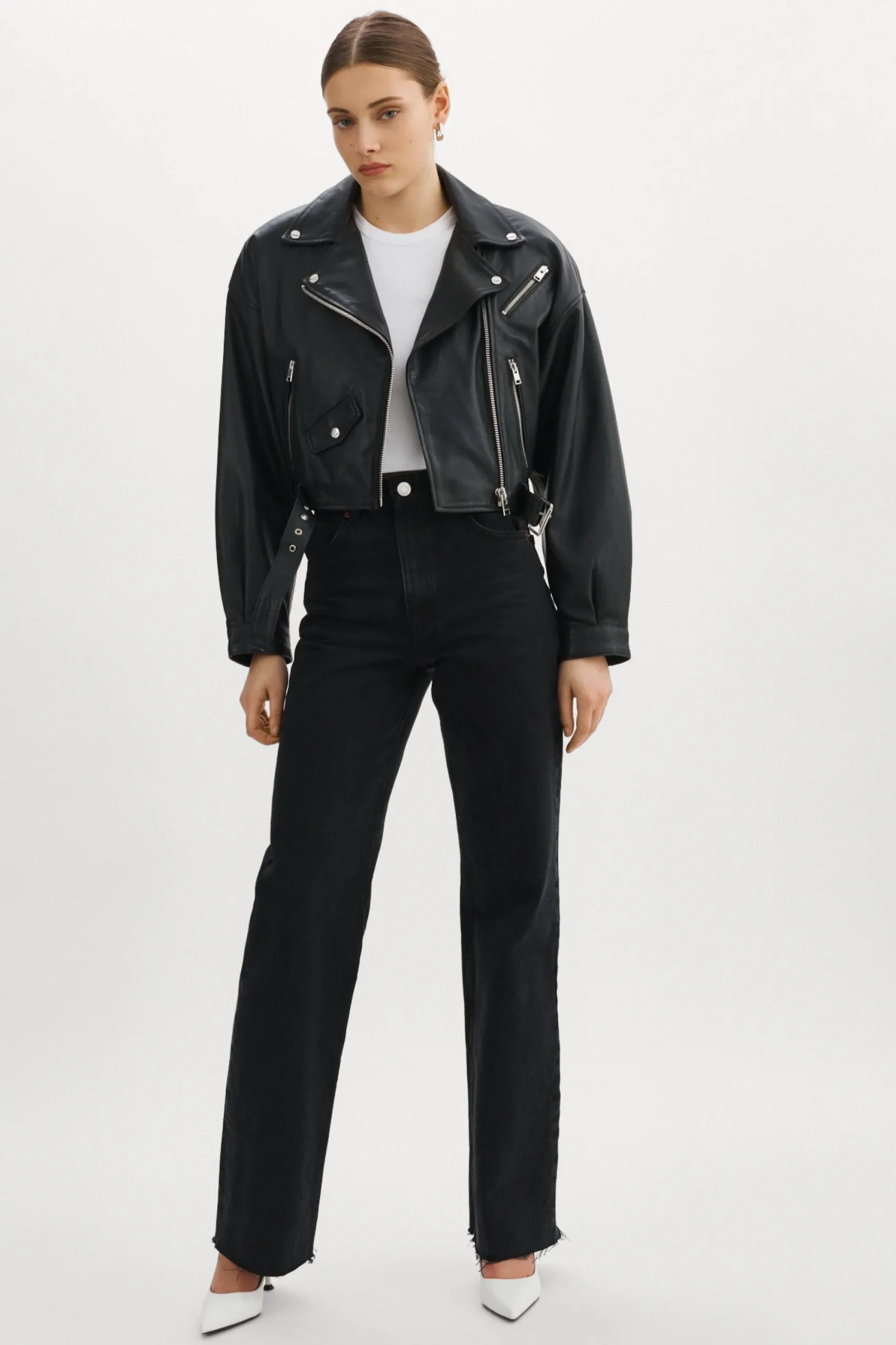 Shop LAMARQUE DYLAN | 80's Leather Biker Jacket Black