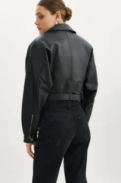 Shop LAMARQUE DYLAN | 80's Leather Biker Jacket Black