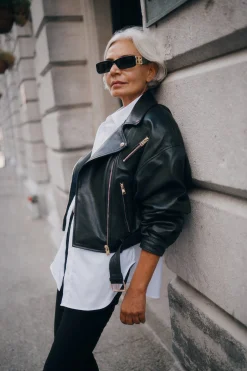 Shop LAMARQUE DYLAN | 80's Leather Biker Jacket Black