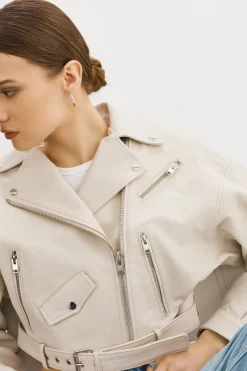 Outlet LAMARQUE DYLAN | 80's Leather Biker Jacket BONE