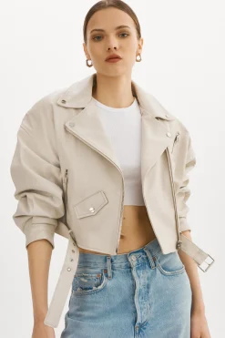 Outlet LAMARQUE DYLAN | 80's Leather Biker Jacket BONE