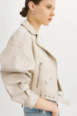 Outlet LAMARQUE DYLAN | 80's Leather Biker Jacket BONE