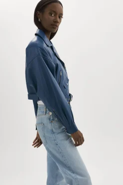 Flash Sale LAMARQUE DYLAN | 80's Leather Biker Jacket Midnight Blue