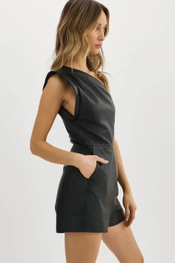 Clearance LAMARQUE ELITA | Leather Romper Black