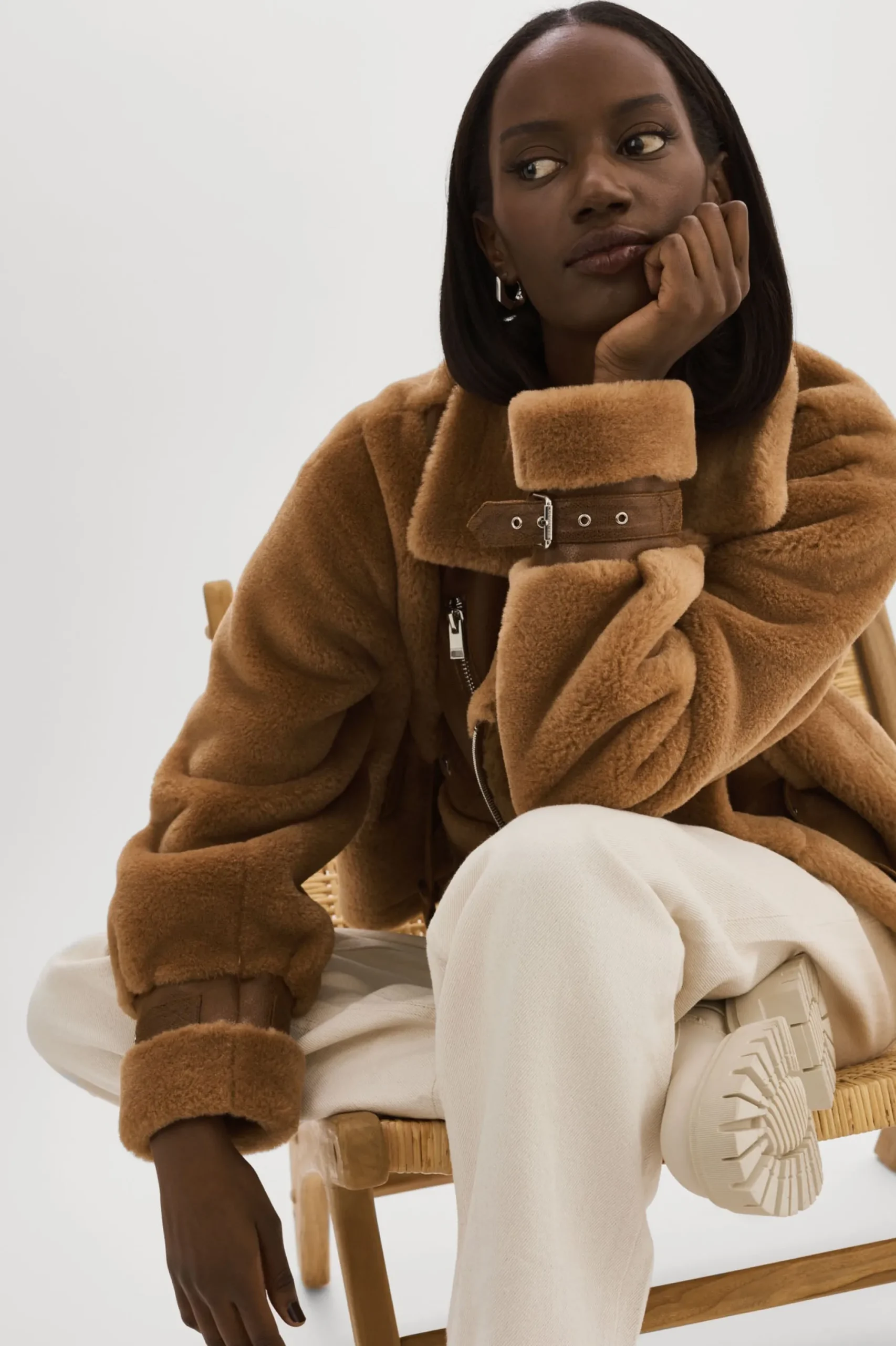 Clearance LAMARQUE ELODY | Faux Fur Jacket Mocha/Brown