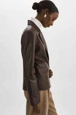 New LAMARQUE ELZA | Leather Blazer MAHOGANY