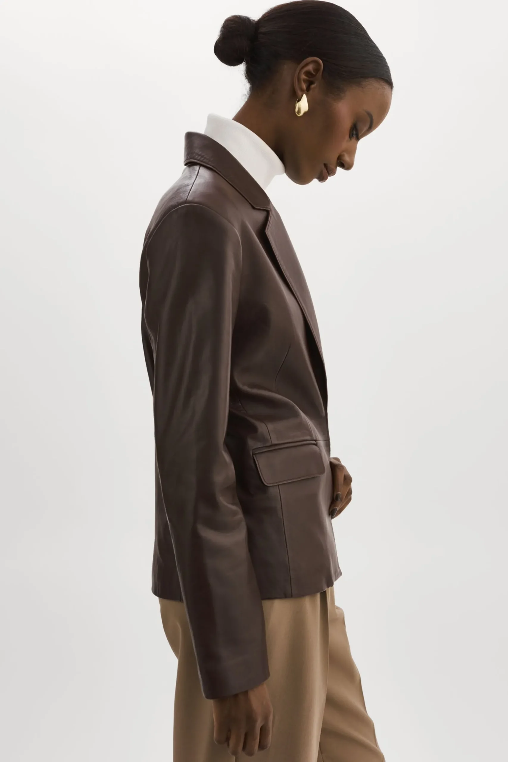 New LAMARQUE ELZA | Leather Blazer MAHOGANY