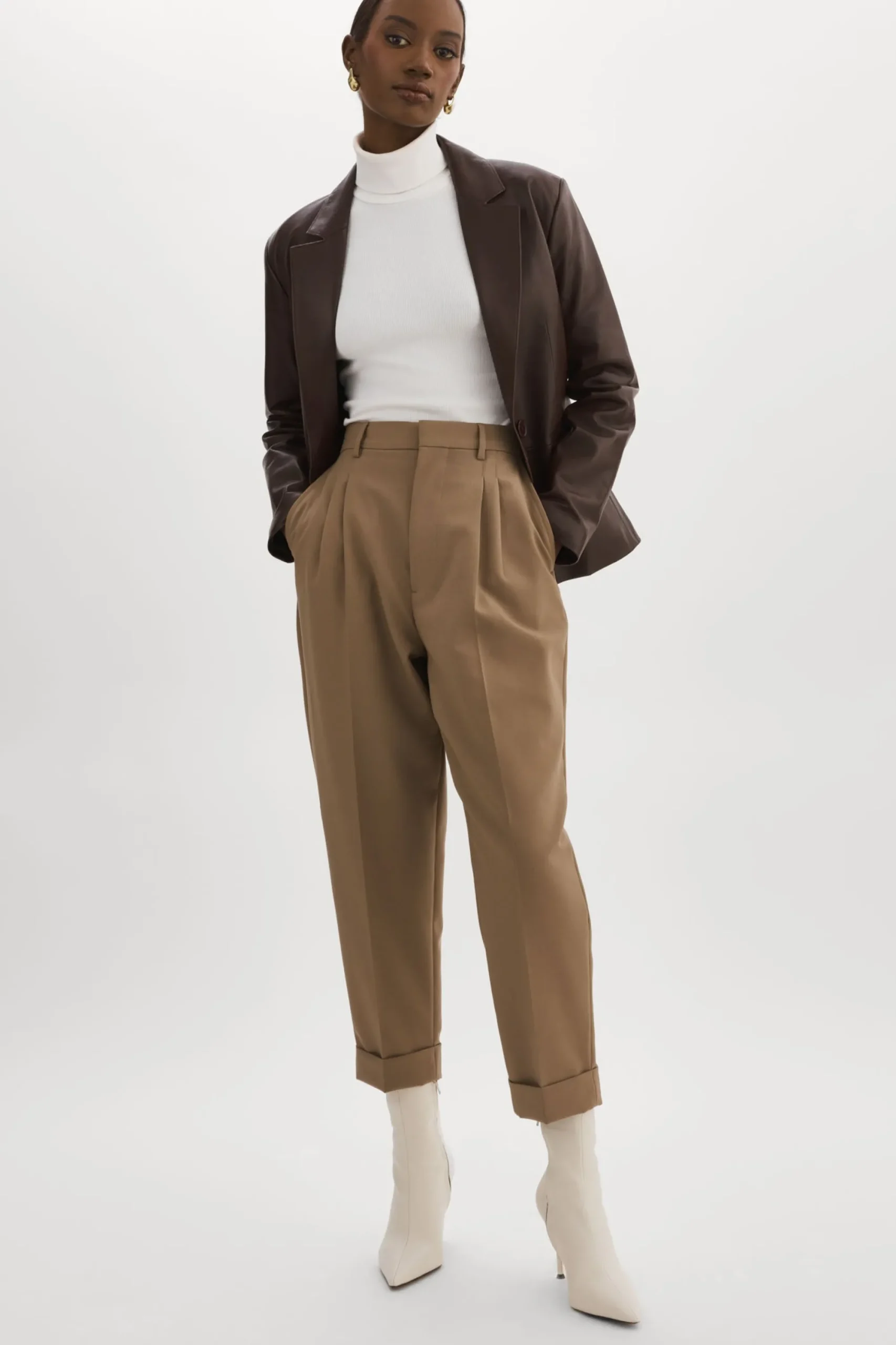 New LAMARQUE ELZA | Leather Blazer MAHOGANY