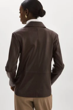 New LAMARQUE ELZA | Leather Blazer MAHOGANY