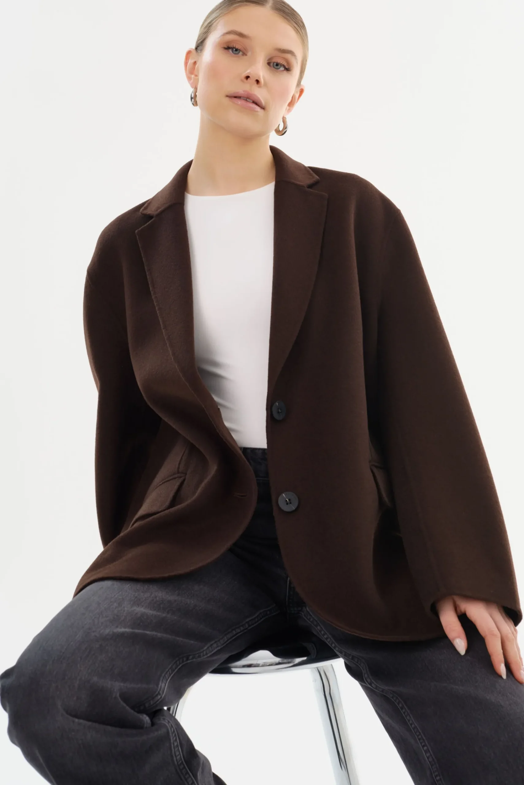 Discount LAMARQUE ENNIS | Oversized Wool Blazer Dark Brown