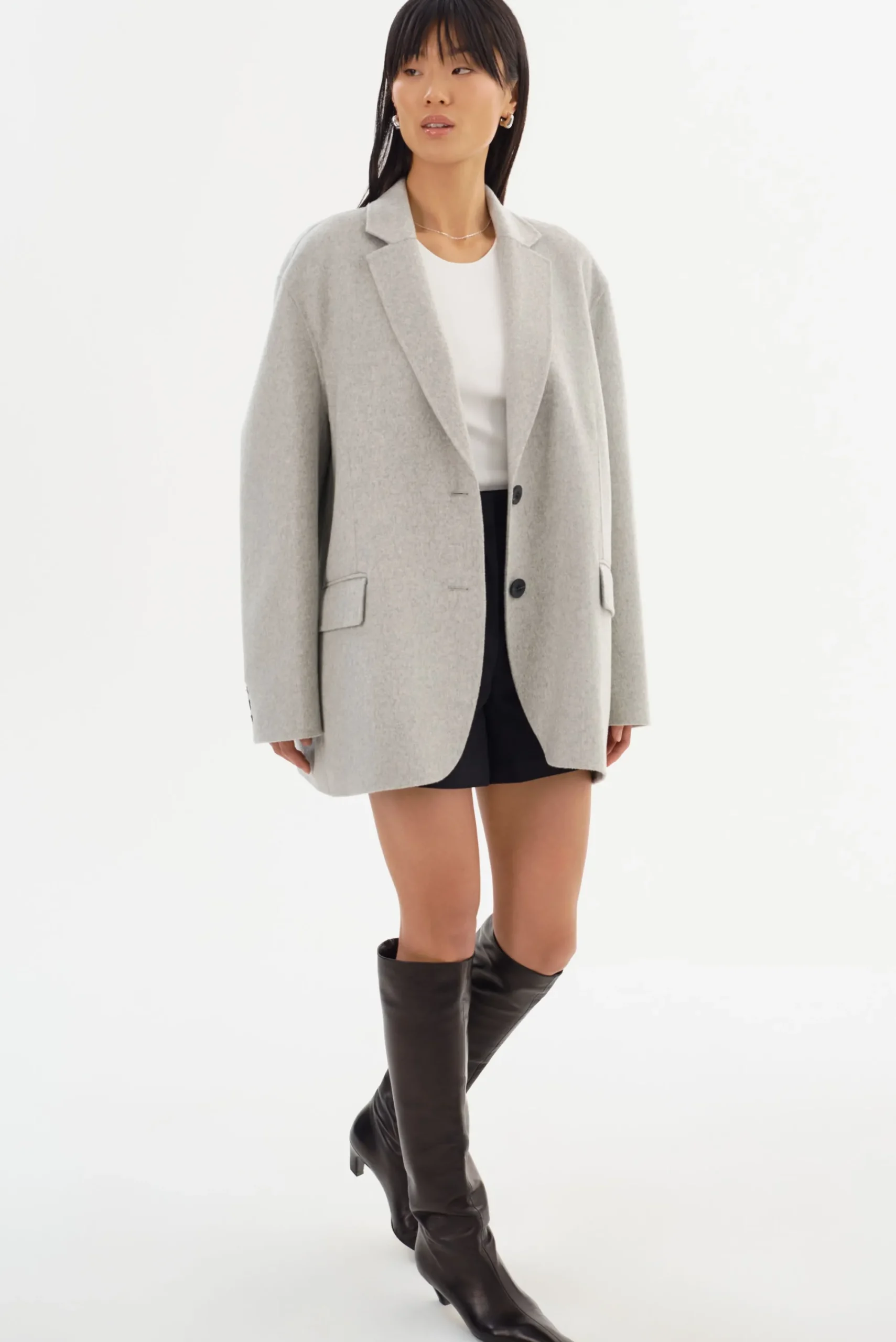 Clearance LAMARQUE ENNIS | Oversized Wool Blazer Light Grey