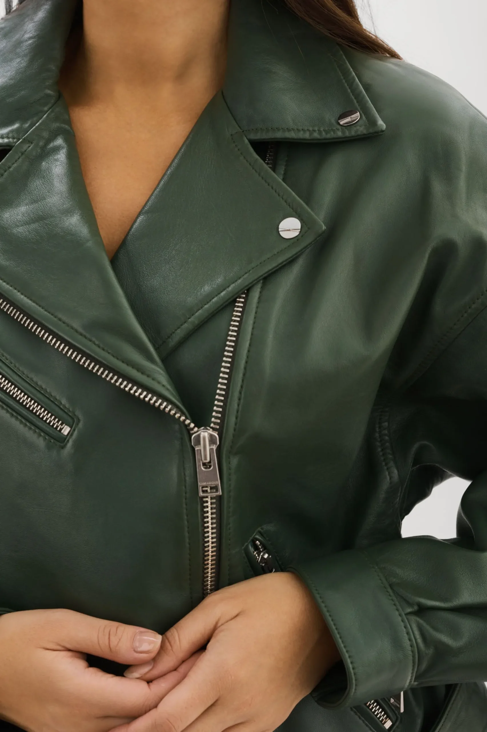 Sale LAMARQUE ESTIA | Leather Biker Jacket Alpine Green