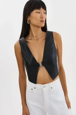 Outlet LAMARQUE ESTRELLA | Leather Vest Top Black