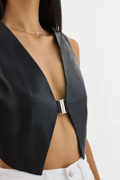 Outlet LAMARQUE ESTRELLA | Leather Vest Top Black