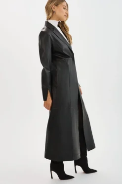 Clearance LAMARQUE EVANNA | Leather Maxi Coat Black