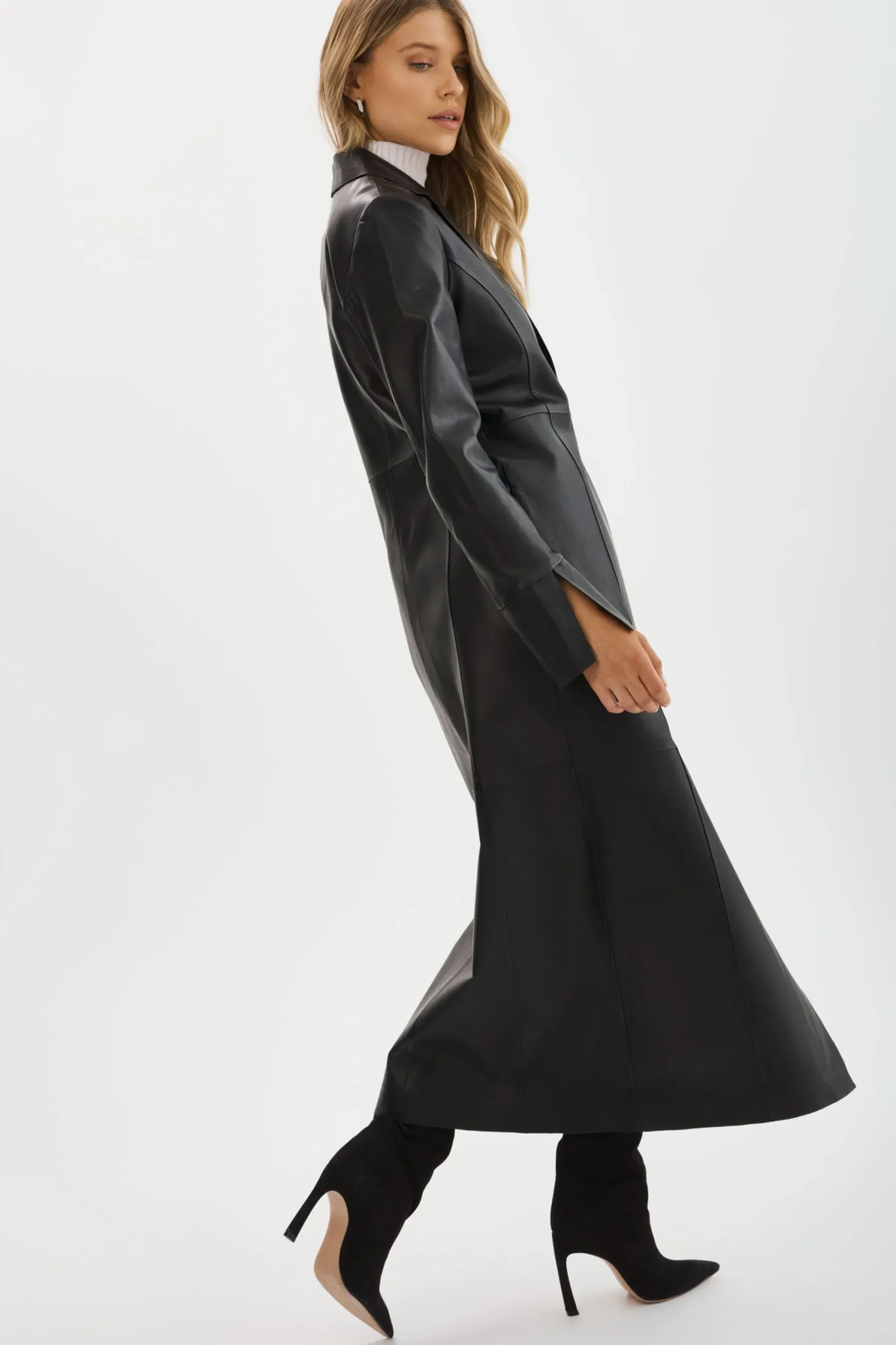 Clearance LAMARQUE EVANNA | Leather Maxi Coat Black