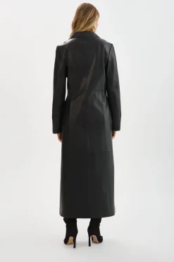 Clearance LAMARQUE EVANNA | Leather Maxi Coat Black