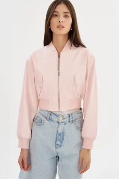 Outlet LAMARQUE EVELIN | Faux Leather Cropped Bomber Pink Puff