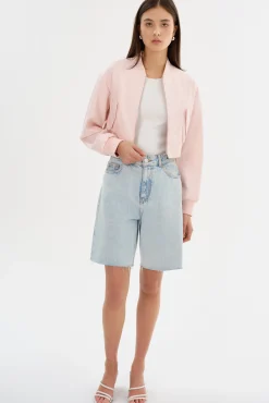 Outlet LAMARQUE EVELIN | Faux Leather Cropped Bomber Pink Puff