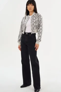 Hot LAMARQUE EVELIN | Faux Leather Cropped Bomber Python Print