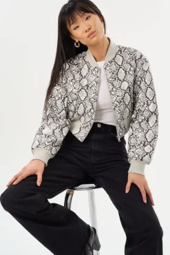 Hot LAMARQUE EVELIN | Faux Leather Cropped Bomber Python Print